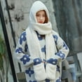 thumbnail image 1 of Njoeus Winter Hoodie Hat Scarf Gloves Set for Women,Warm Soft Fleece Women Siamese Pocket Hooded Hat Long Scarf Shawl Wrap, 1 of 3