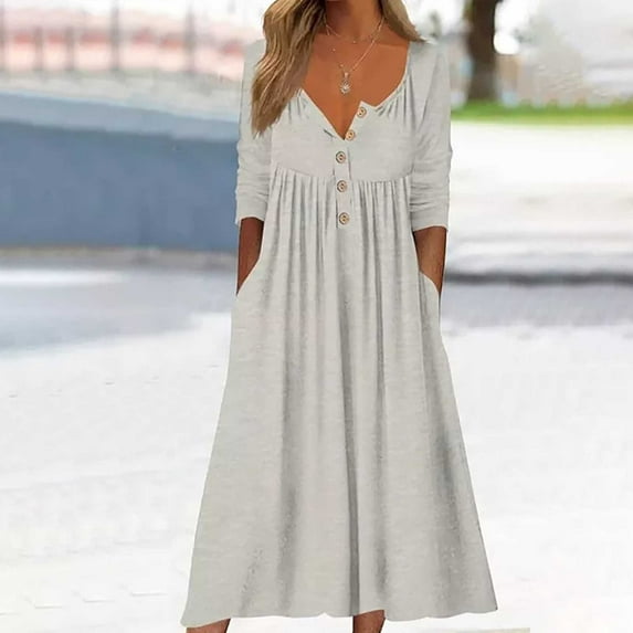 Njoeus Women Casual Nightshirt Long Sleeve Button Up Sleep Tank Dress Loose Comfy Nightgown Sleepshirt Pajama Dress Lounge Wear