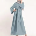 thumbnail image 1 of Njoeus Women Elegant Long Sleeve Dress Tie Waist Solid Color Kaftan Party Loose Long Maxi Dresses, 1 of 8