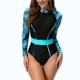 thumbnail image 1 of Njoeus Women Modest One - Piece Rashguard Bathing Suit Long Sleeve Tummy - Control Swimsuit Printed Zipper Sun Protection Surfing Athletic Swimwear (with Padded), 1 of 6