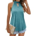 thumbnail image 1 of Njoeus Women Summer Tie Halter Tank Tops Casual Sleeveless Tunic Top Loose Blouses Shirts S-XXL, 1 of 5