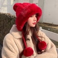 thumbnail image 1 of Njoeus Women Winter Beanie Hat Sherpas Ski Snow Hats Faux Fured Warm Knit Fleeces Crochet Skull Cap with 3 Pompom Outdoor, 1 of 2