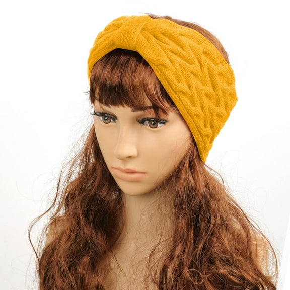 Njoeus Women Winter Headbands Ear Warmer Knit Soft Fleece Elastic Headband Chunky Turban Head Wrap Hairband