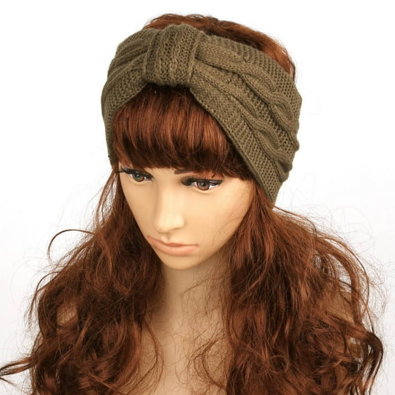 Njoeus Women Winter Headbands Ear Warmer Knit Soft Fleece Elastic Headband Chunky Turban Head Wrap Hairband