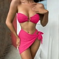 thumbnail image 1 of Njoeus Women's 3 Piece Strapless Top Triangles Bikini Set with Cover Up Skirt Sexy Swimsuit Bathing Suits Beach Swimwear, 1 of 4