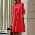 thumbnail image 1 of Njoeus Women's Button Front Long Sleeve Shirt Dress Pockets Casual Loose Dresses Knee Length, 1 of 6