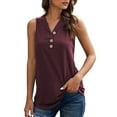 thumbnail image 1 of Njoeus Women's Button V-Neck Tank Tops, Womens Casual Sleeveless Ribbed Shirts Tunic Tops Summer Loose Dressy Blouse Long Tees S-XXL, 1 of 6