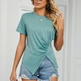 thumbnail image 1 of Njoeus Women's Casual Basic Short Sleeve Loose T-Shirt Tee Tops Asymmetrical Hem Round Neck Summer T-Shirts Comfy Tee Blouses S-XXL, 1 of 8