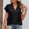 thumbnail image 1 of Njoeus Women's Casual Buttons Down Work T-Shirts Summer V-Neck Collared Shirt Loose Short Sleeve Basic Tee Dressy Blouses Tops S-XXL, 1 of 5