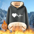 thumbnail image 1 of Njoeus Women's Casual Hoodies Winter Warm Fleece Sherpas Lined Hooded Sweatshirt Heart Printed Comfy Thick Pullover Tops Outwear Dark Gray XL, 1 of 5