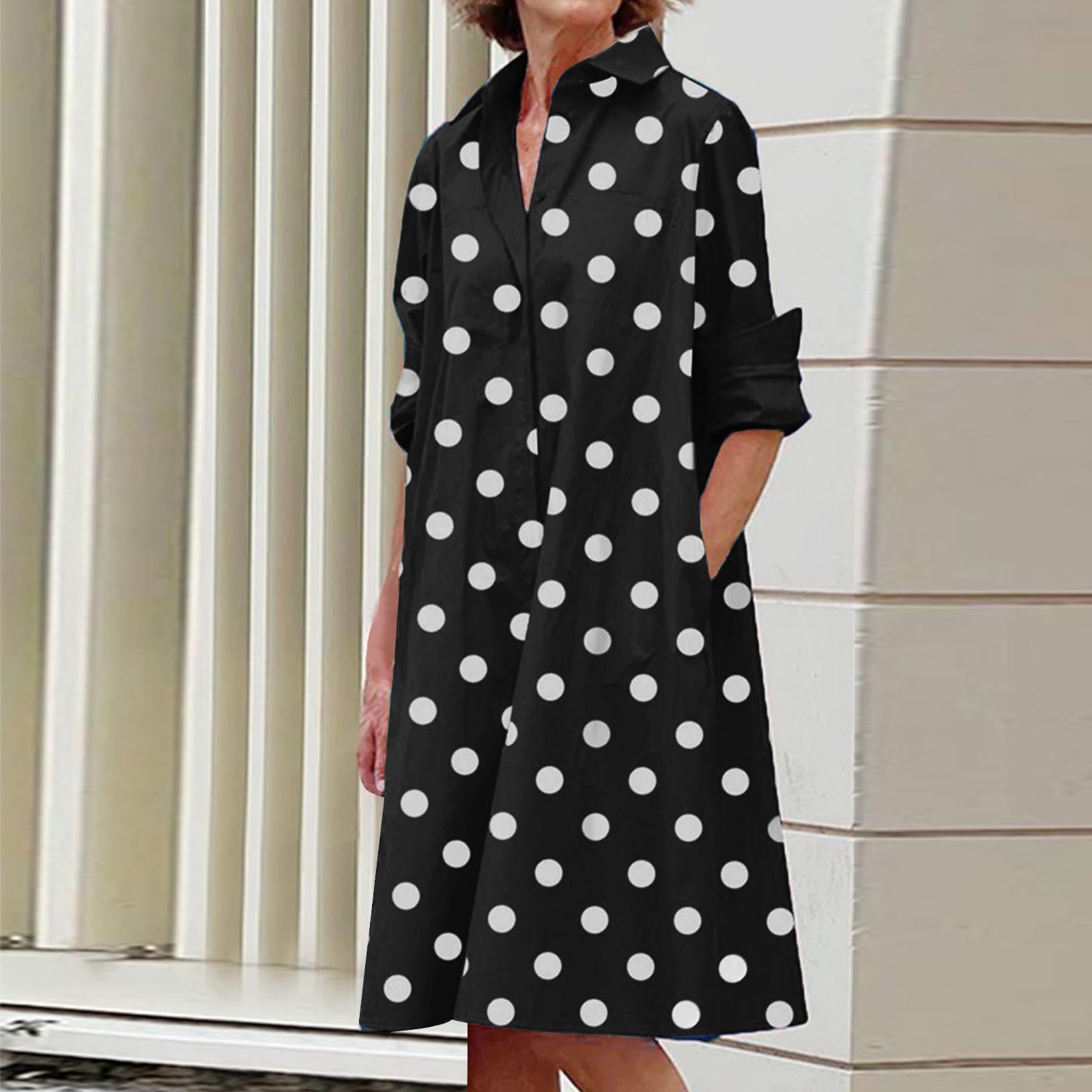 トップス polka dot shirt dress Polka Dot Midi Shirt Dress – ZAY