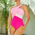 thumbnail image 1 of Njoeus Women's Color Block One-Shoulder One 1 Piece Swimsuit Tummy Swimwear Control Padded Bathing Suit Monokinis, 1 of 6