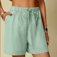 thumbnail image 1 of Njoeus Women's Cotton Linen Casual Shorts Drawstring Pull On Short Comfy Elastic High Waist Loose Shorts Lounge Summer Clothes for Women S-XXL, 1 of 6