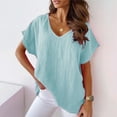 thumbnail image 1 of Njoeus Women's Cotton Linen T-Shirt Plain Summer Top Solid Color Tunic Blouses S-XXL, 1 of 8