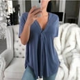 thumbnail image 1 of Njoeus Women's Cotton Short Sleeve T-Shirt Casual Summer V-Neck Tunic Tops Loose Comfy Blouses S-5XL （Available in Plus Size), 1 of 6