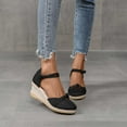 thumbnail image 1 of Njoeus Women's Espadrilles Closed Toe Ankle Strap Dressy Platform Wedge Sandals Summer Dress Shoes, 1 of 10