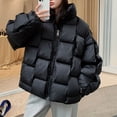 thumbnail image 1 of Njoeus Women's Fall Winter Long Sleeve Puffer Jacket Warm Cotton Jacket Pocket Down Coat with Stand Collar, 1 of 5