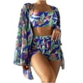 thumbnail image 1 of Njoeus Women's Hawaiian 3 Piece Outfits Swimsuit Set Floral Cardigans Beach Cover Up Crop Top Shorts Bathing Suits Summer Swimwear, 1 of 7
