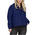 thumbnail image 1 of Njoeus Women's Hooded Quilted Down Jacket Full Zip Baggy Puffer Jacket Parka Lightweight Casual Padded Coat for Fall Winter Blue L, 1 of 4