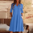 thumbnail image 1 of Njoeus Women's Notched V Neck Half Sleeve Casual Short Tunic Dress Solid Color Shirt Dresses S-5XL (Available in plus size), 1 of 6