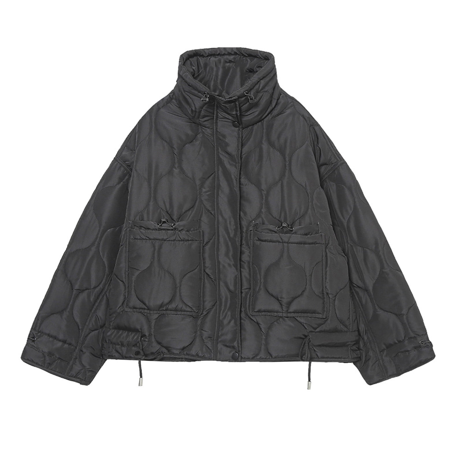 Njoeus Women's Oversized Quilted Jacket Stand Collar Long Njoeus Women's Oversized Quilted Jacket Stand Collar Long