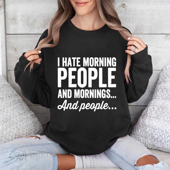 Njoeus Women's Oversized Sweatshirt Letter Print Graphic Tee Shirts Crewneck Long Sleeve Casual Loose Pullover Tops for Women Trendy Teen Girls Black S