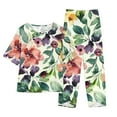 thumbnail image 1 of Njoeus Women's Pajama Set Short Sleeve Shirt and Capris Pants Sleepwear Pjs Sets Soft Sleepwear Floral Print Linen Lounge Set S-4XL Plus Size On Clearance, 1 of 3