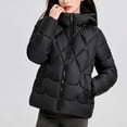 thumbnail image 1 of Njoeus Women's Quilted Winter Coat Lightweight Warm Down Puffer Jacket Fashion Parka Jacket Short Outwear with Pockets （Available in Plus Size) Black L, 1 of 4