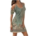 thumbnail image 1 of Njoeus Women's Short Sleeve Cold Shoulder Tunic Dress Spaghetti Strap Summer Dresses for Women Loose Flowy T-Shirt Dress Casual Beach Cover Up Sundress S-3XL, 1 of 4