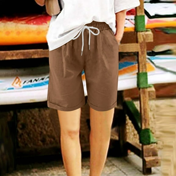 Njoeus Women's Shorts Above Knee Beach Shorts with Pockets Summer Casual Shorts for Women Lounge Walking Athletic S-XXL