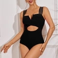 thumbnail image 1 of Njoeus Women's Solid Color Cutout One 1 Piece Swimsuits Push Up Tummy Swimsuit Control High Waisted Crisscross Front Bathing Suit Monokini Swimwear (with Padded), 1 of 6