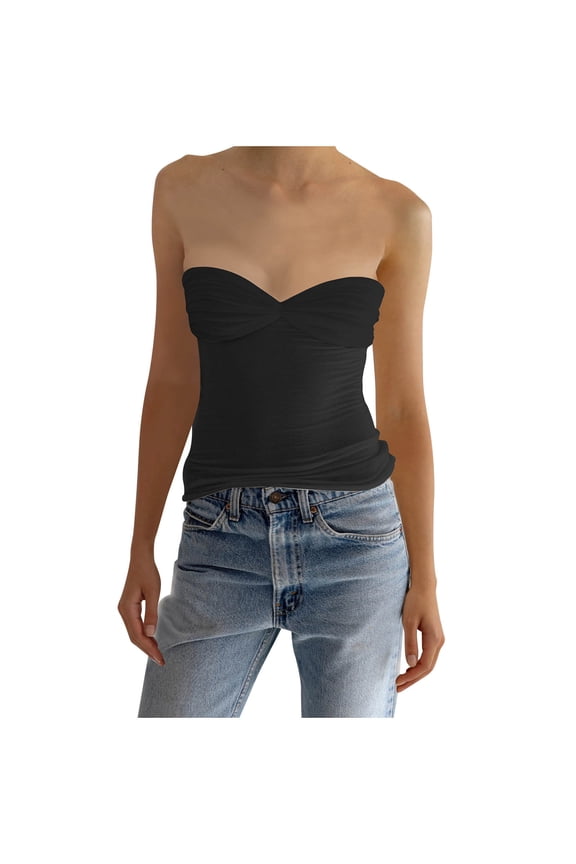 Women's Strapless Tube Top Sexy Mesh Transparent Tank Tops Sleeveless Camisole Women Clothes