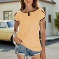 thumbnail image 1 of Njoeus Women's Summer Dressy Chiffon Blouses Short Ruffle Sleeve Basic Pleated Top Round Neck Keyhole Tunic Tops Casual T-Shirts S-XXL, 1 of 7