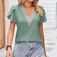 thumbnail image 1 of Njoeus Women's Summer Lace V-Neck Eyelet Tunic Tops Short Sleeve Tee Shirts Loose Casual Dressy Blouses S-XXL, 1 of 5