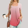 thumbnail image 1 of Njoeus Women's Summer Tunic Tops Pleated Short Sleeve T-Shirts Loose Casual Flowy Comfy Blouse Tops S-XXL, 1 of 5