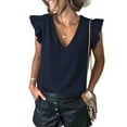 thumbnail image 1 of Njoeus Women's Tank Tops 2024 Casual Summer Ruffle Sleeveless V-Neck T-Shirt Loose Tanks Elegant Tunic Blouses S-XXL, 1 of 9