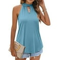 thumbnail image 1 of Njoeus Women's Tie Mock Neck Tank Tops Summer Sleeveless T-Shirts Dressy Blouse Halter Tops Casual Basic Tee Shirts S-XXL, 1 of 5