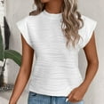 thumbnail image 1 of Njoeus Women's Tops Dressy Casual Cap Sleeve T-Shirt Summer Mock Neck Business Basic Tunic Top Blouse S-XXL, 1 of 7