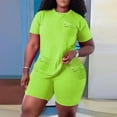 thumbnail image 1 of Njoeus Women's Two Piece Lounge Outfits Bodycon Tracksuit Short Sleeve Tops and Shorts Pants Sets Jogging Biker Workout Pajamas Sets S-3XL, 1 of 4