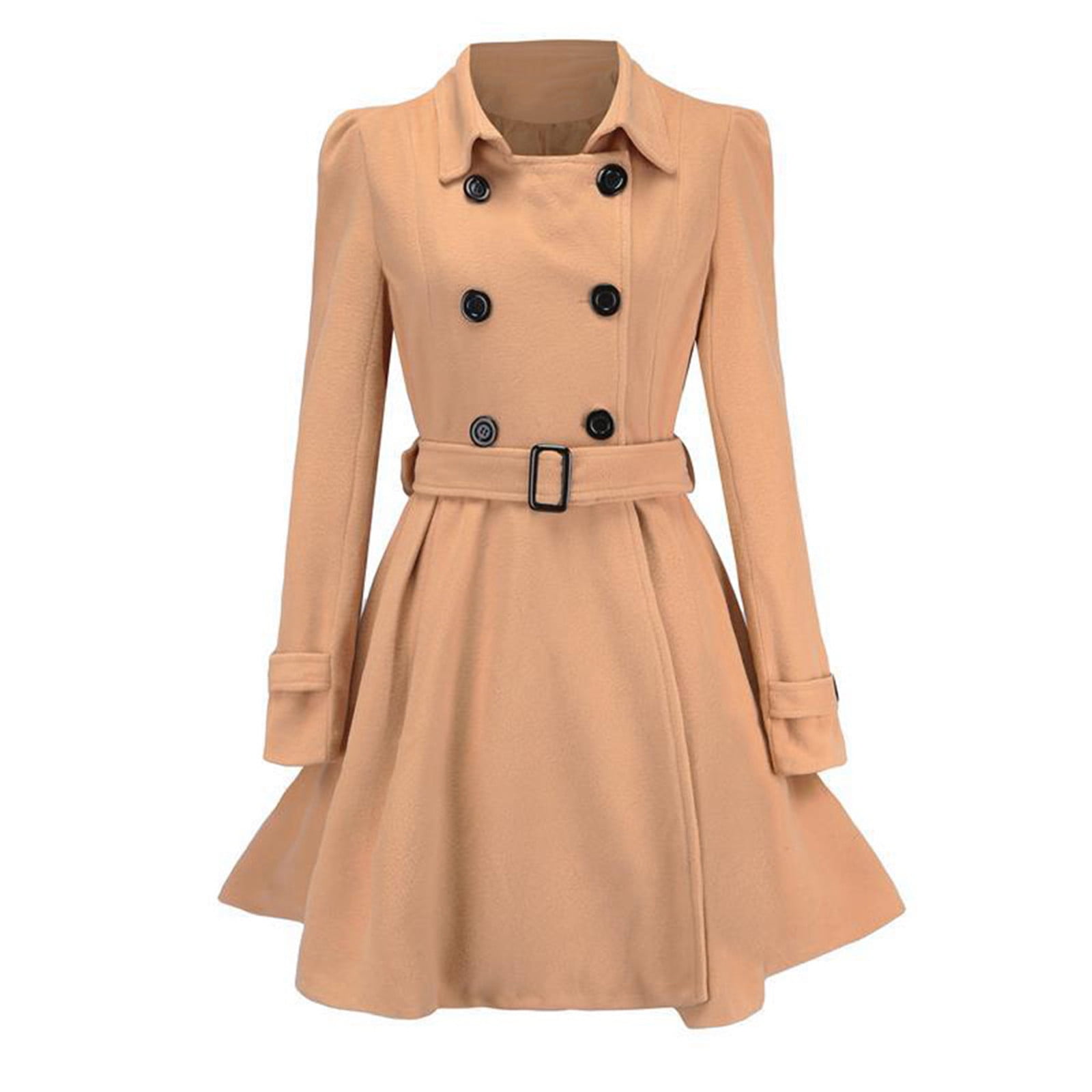 Womens Double Breasted Long Sleeve Overcoat  Perfect for FallWinter