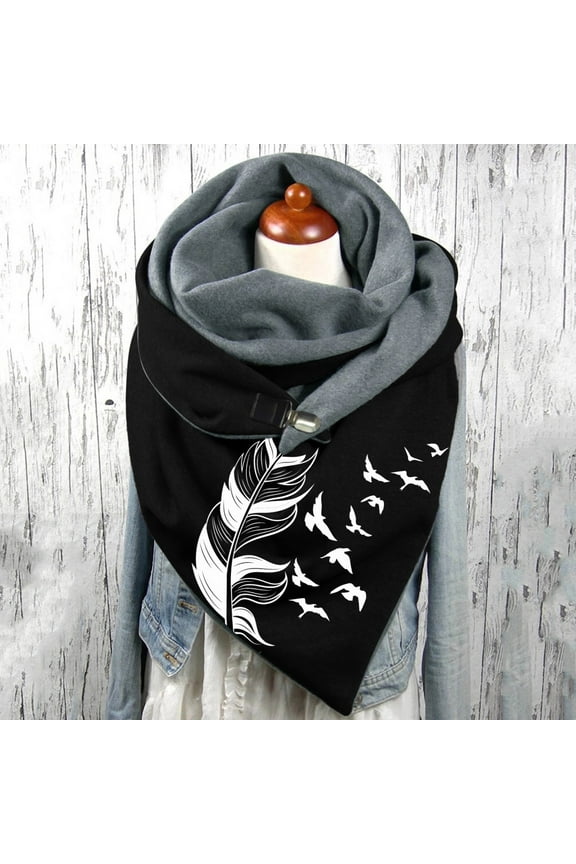 Women's Winter Warm Button Neck Cowl Scarf, Blanket Winter Scarf Tartan Wrap Shawl Fleeces Lined Infinitys Scarves