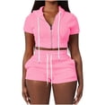 thumbnail image 1 of Njoeus Womens 2 Piece Outfits Casual Zip Up Hoodies Jacket Crop Top Shorts Set Sports Jogging Suits Tracksuit Jumpsuits, 1 of 5