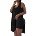 thumbnail image 1 of Njoeus Womens 2 Piece Outfits Sleeveless Tunic Tops Skinny Biker Shorts Sweatsuit Sets Tracksuits S-XXL, 1 of 4