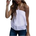 thumbnail image 1 of Njoeus Womens Basic Sleeveless Tube Top, Women Tie Halter Flowy Tank Tops Summer Double Layer Strapless Shirts Camisole, 1 of 8
