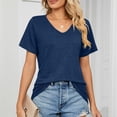 thumbnail image 1 of Njoeus Womens Basic V-Neck T Shirts Summer Short Sleeve Tee Tops Loose Casual Plain Solid Color Comfy Blouses S-XXL, 1 of 9