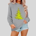 thumbnail image 1 of Njoeus Womens Crewneck Sweatshirt Raglan Long Sleeve Christmas Tree Print T-Shirt Casual Cute Pullover Top Christmas Sweatshirt for Women Gifts Gray S, 1 of 3