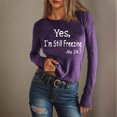thumbnail image 1 of Njoeus Womens Cropped Long Sleeve Shirts, Funny Letter Print Graphic Tees Crop Tops for Women Trendy Crew Neck Pullover Casual Tshirts Fall Outfits Purple XL, 1 of 4
