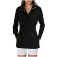 thumbnail image 1 of Njoeus Womens Fashion Long Sleeve Trench Coats Trendy Button Up Peacoat Belted Fall Jacket for Women Dressy Casual Outerwear with Pockets Black S, 1 of 5