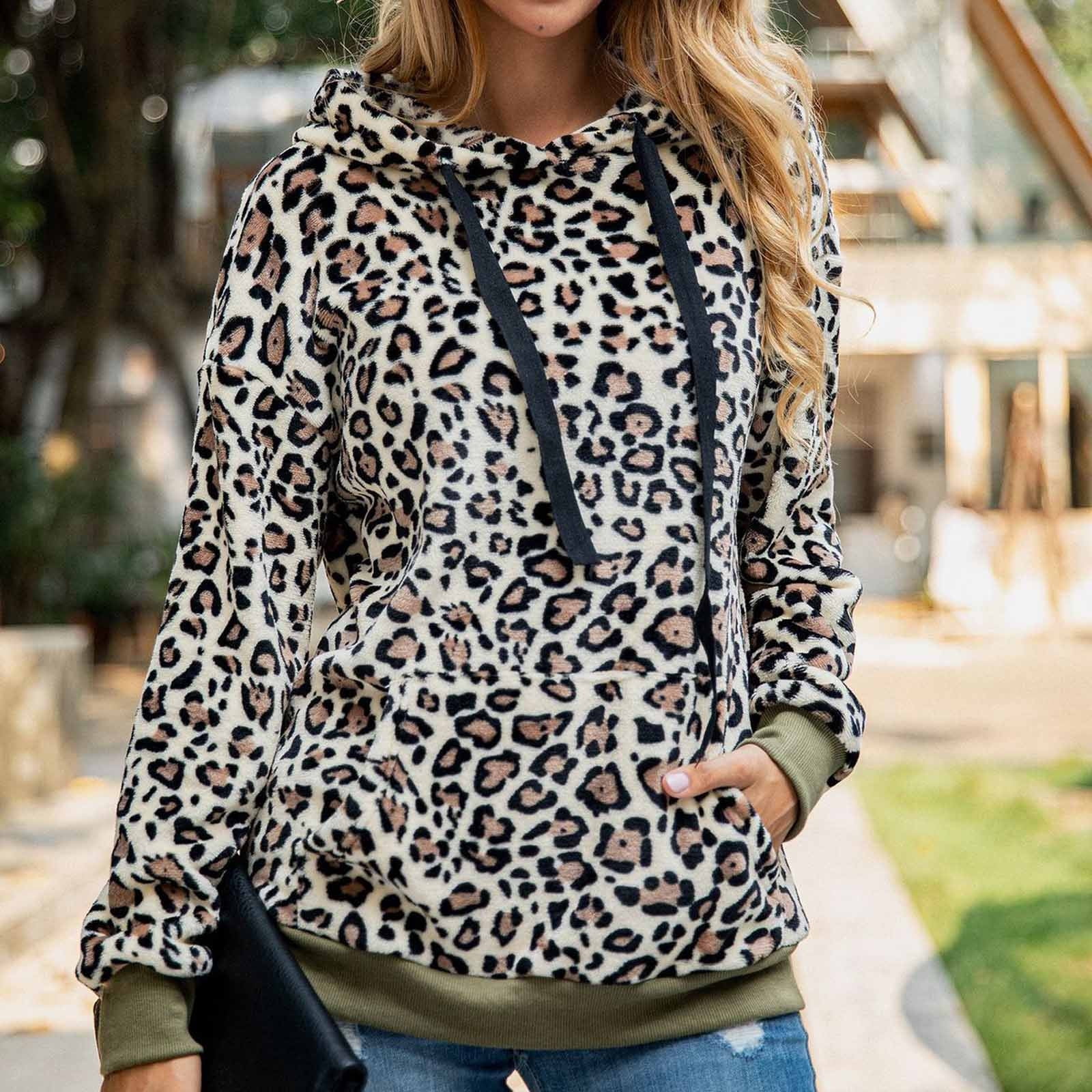 Womens leopard print store hoodie