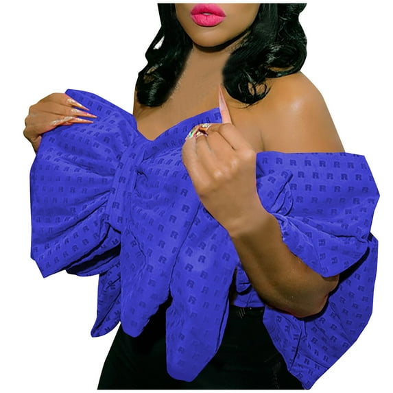 Njoeus Womens Layer Bow Blouse Strapless Tube Crop Tops Shirts for Women Trendy Off Shoulder Tank Top Summer Outfits S-XXL